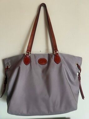 Dooney & Bourke Taupe Tote with Brown Leather Trim